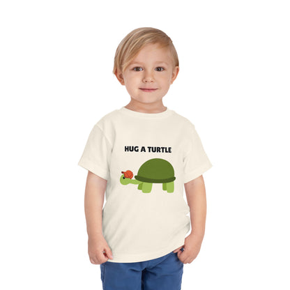 Toddler Sizes: Hug a Turtle Short Sleeve Tee - Hug a Turtle, Cute Kids Shirt, Funny Animal Tee, Eco-Friendly Gift, Summer Outfit