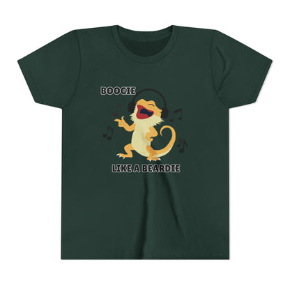 Boogie like a Beardie Bearded Dragon Youth Short Sleeve Tee with Fun Music Design, Kids Music Shirt, Casual Summer Top