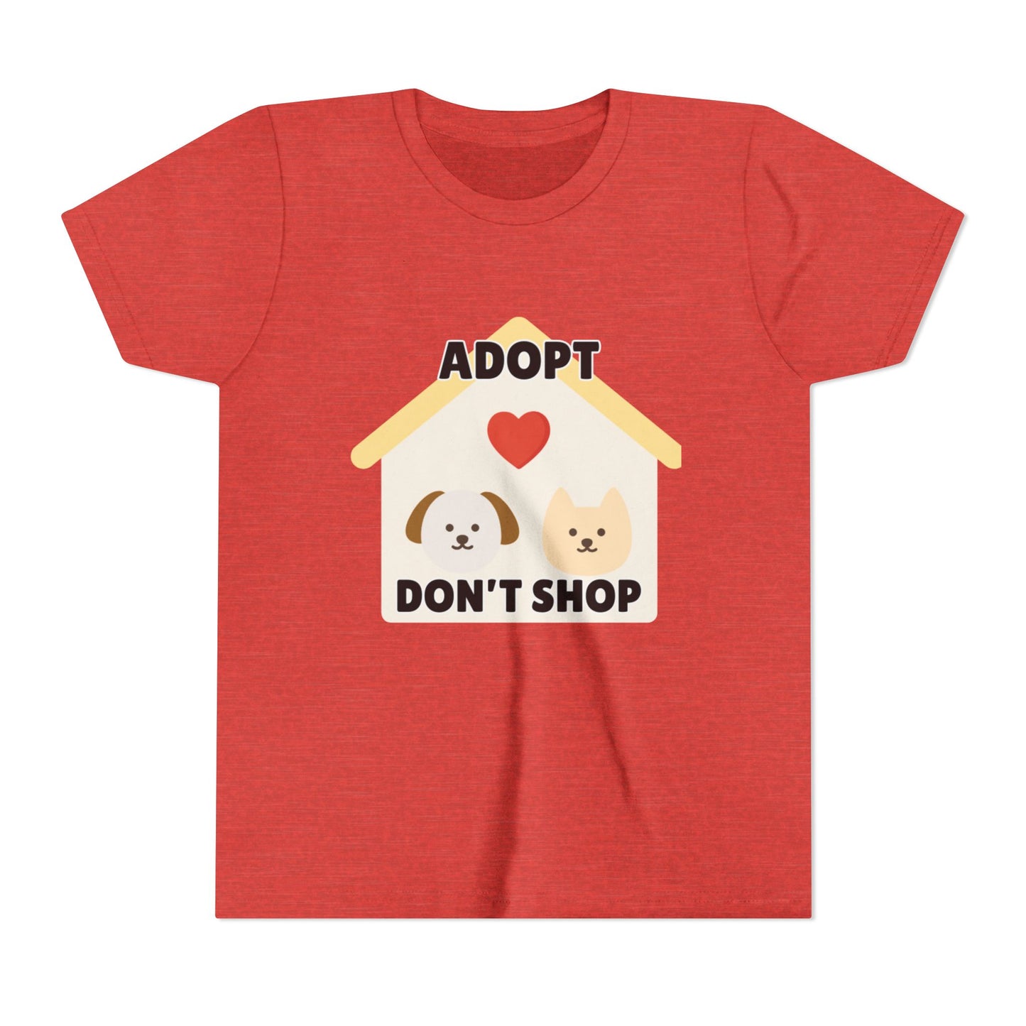 Adopt Don't Shop Youth Tee, Kid's Animal Love Shirt, Animal Rescue T-Shirt, Pet Adoption Awareness Tee, Gift for Dog and Cat Lovers