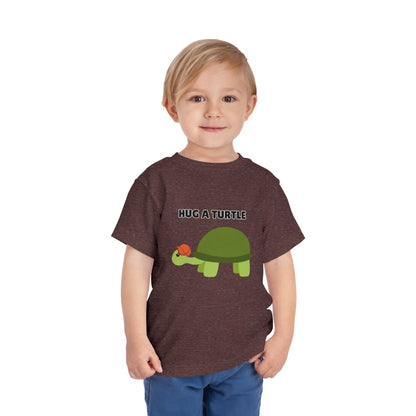 Toddler Sizes: Hug a Turtle Short Sleeve Tee - Hug a Turtle, Cute Kids Shirt, Funny Animal Tee, Eco-Friendly Gift, Summer Outfit