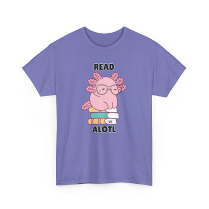 Adult Sizes: Read Alotl Cute Axolotl Reading Tee, Perfect for Book Lovers, Gifts for Readers, Fun Graphic Shirt, Animal Lover Apparel, Axolotl Merchandise