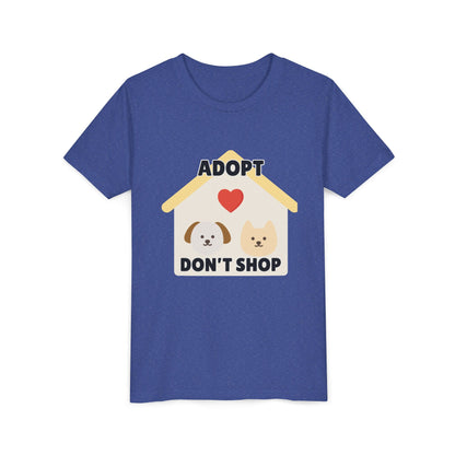 Adopt Don't Shop Youth Tee, Kid's Animal Love Shirt, Animal Rescue T-Shirt, Pet Adoption Awareness Tee, Gift for Dog and Cat Lovers