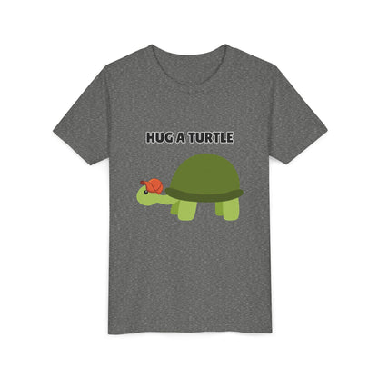 Hug a Turtle Youth Tee - Fun Nature Shirt, Children's Gift, Green Turtle Art, Ocean Conservation, Cute Animal Shirt