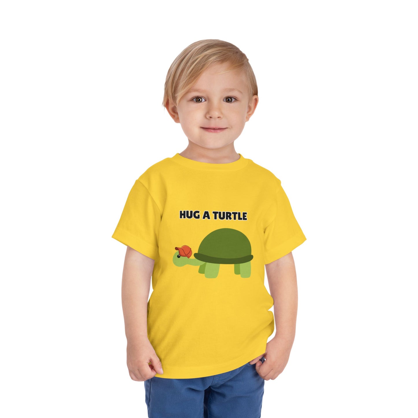 Toddler Sizes: Hug a Turtle Short Sleeve Tee - Hug a Turtle, Cute Kids Shirt, Funny Animal Tee, Eco-Friendly Gift, Summer Outfit