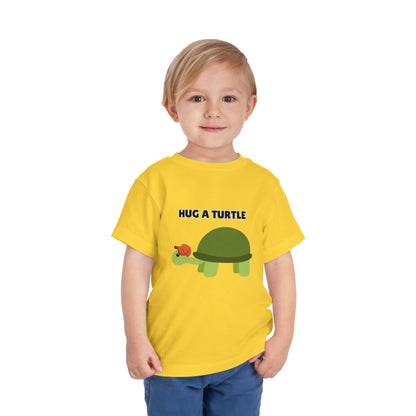 Toddler Sizes: Hug a Turtle Short Sleeve Tee - Hug a Turtle, Cute Kids Shirt, Funny Animal Tee, Eco-Friendly Gift, Summer Outfit