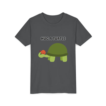 Hug a Turtle Youth Tee - Fun Nature Shirt, Children's Gift, Green Turtle Art, Ocean Conservation, Cute Animal Shirt