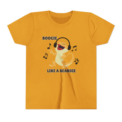 Boogie like a Beardie Bearded Dragon Youth Short Sleeve Tee with Fun Music Design, Kids Music Shirt, Casual Summer Top