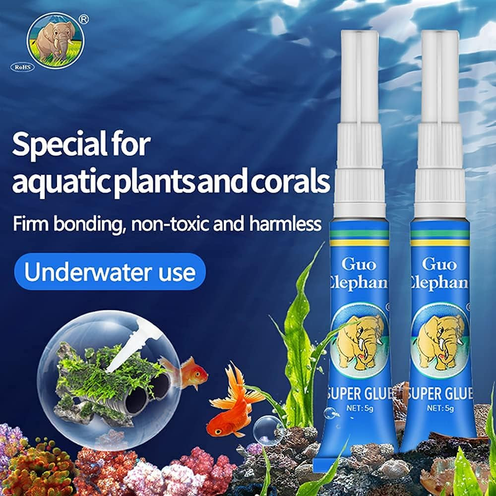 Aquarium Glue,2 Pcs Safe and Quick-Drying Aquascape Water Plant Glue for Corals Aquascaping Instant Glue for Plants, Moss, Coral, Stone, Wood,Coral, Non-Toxic, Fresh and Salt Water-Multiple Color