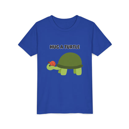 Hug a Turtle Youth Tee - Fun Nature Shirt, Children's Gift, Green Turtle Art, Ocean Conservation, Cute Animal Shirt