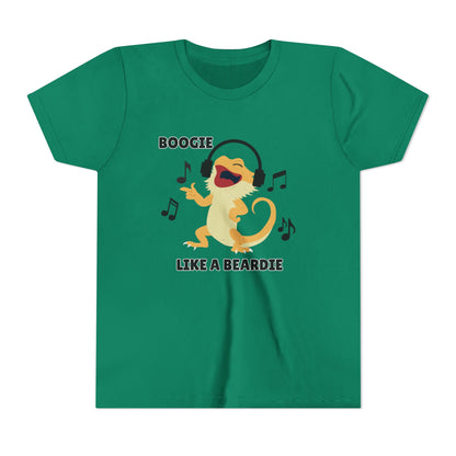 Boogie like a Beardie Bearded Dragon Youth Short Sleeve Tee with Fun Music Design, Kids Music Shirt, Casual Summer Top