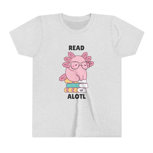 Youth Short Sleeve Tee Read Alotls Design - Fun Kids' Tee, Perfect for Book Lovers, Reading Theme, School Wear