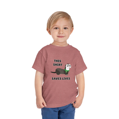 Toddler Sizes: This shirt Saves Lives Tee with Fun Ferret Design - Cute Short Sleeve Shirt, Animal Rescue, Animal Adoption, Kids Apparel, Gift for Animal Lovers, Playtime Wear