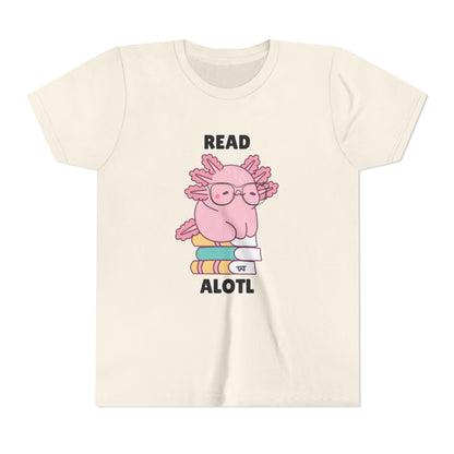 Youth Short Sleeve Tee Read Alotls Design - Fun Kids' Tee, Perfect for Book Lovers, Reading Theme, School Wear