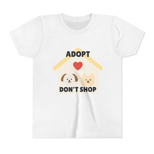Adopt Don't Shop Youth Tee, Kid's Animal Love Shirt, Animal Rescue T-Shirt, Pet Adoption Awareness Tee, Gift for Dog and Cat Lovers