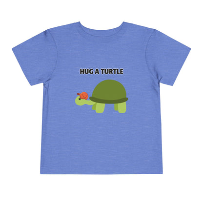 Toddler Sizes: Hug a Turtle Short Sleeve Tee - Hug a Turtle, Cute Kids Shirt, Funny Animal Tee, Eco-Friendly Gift, Summer Outfit