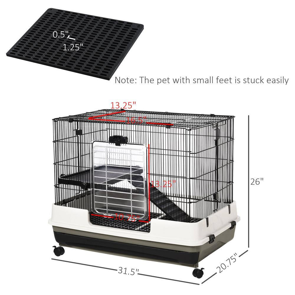 31.5 In. L X 20.75 in W X 26 In. H Rolling Small Animal Rabbit Cage for Bunny, Chinchillas and Gerbils