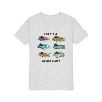 Youth Short Sleeve Tee - 'IDK Y'all, Seems Fishy' Funny Fishing Tee, Gift for Kids, Summer Outfit, Fishing