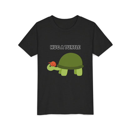 Hug a Turtle Youth Tee - Fun Nature Shirt, Children's Gift, Green Turtle Art, Ocean Conservation, Cute Animal Shirt