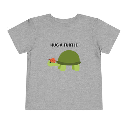 Toddler Sizes: Hug a Turtle Short Sleeve Tee - Hug a Turtle, Cute Kids Shirt, Funny Animal Tee, Eco-Friendly Gift, Summer Outfit