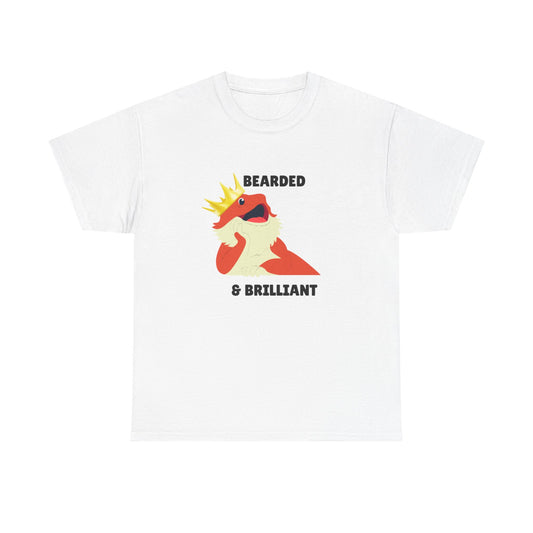 Adult Sizes: Bearded & Brilliant Bearded Dragon Crown Tee, Fun Graphic T-Shirt, Unique Gift for Geeks, Casual Wear, Birthday Present, Quirky Humor Shirt