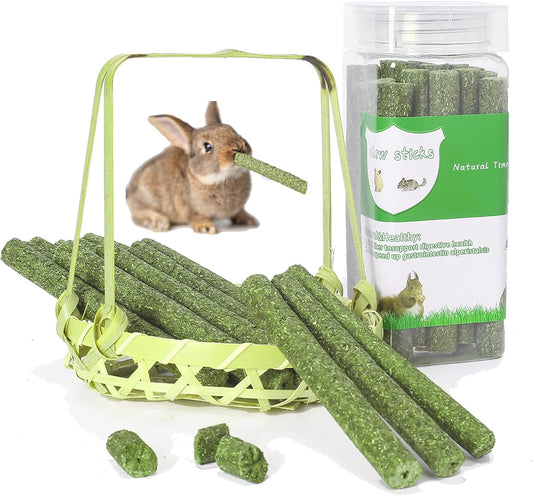 Natural Timothy Hay Sticks, Natural Sticks, Timothy Molar Rod for Small Animals, Rabbits Hamsters Guinea Pigs Gerbils Groundhog Squirrels(20Pcs) (Timothy)