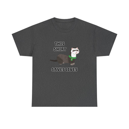 Adult Sizes: This Shirt Saves Lives Cute Animal Rescue Tee, Funny T-Shirt for Animal Lovers, Gift for Pet Adoption, Eco-Friendly Humor Shirt, Unique Casual Wear