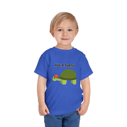 Toddler Sizes: Hug a Turtle Short Sleeve Tee - Hug a Turtle, Cute Kids Shirt, Funny Animal Tee, Eco-Friendly Gift, Summer Outfit