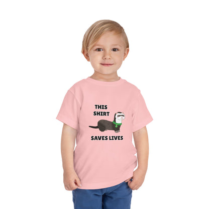 Toddler Sizes: This shirt Saves Lives Tee with Fun Ferret Design - Cute Short Sleeve Shirt, Animal Rescue, Animal Adoption, Kids Apparel, Gift for Animal Lovers, Playtime Wear
