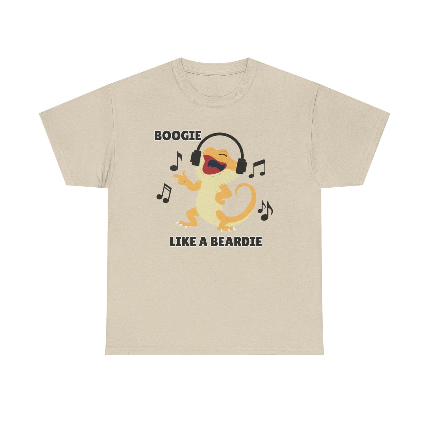 Adult Sizes: Boogie like a Beardie Bearded Dragon Unisex Heavy Cotton Tee with Fun Design - "Boogie Like a Beardie" Graphic, Music Lover Gift, Cute Shirt for Reptile Lovers