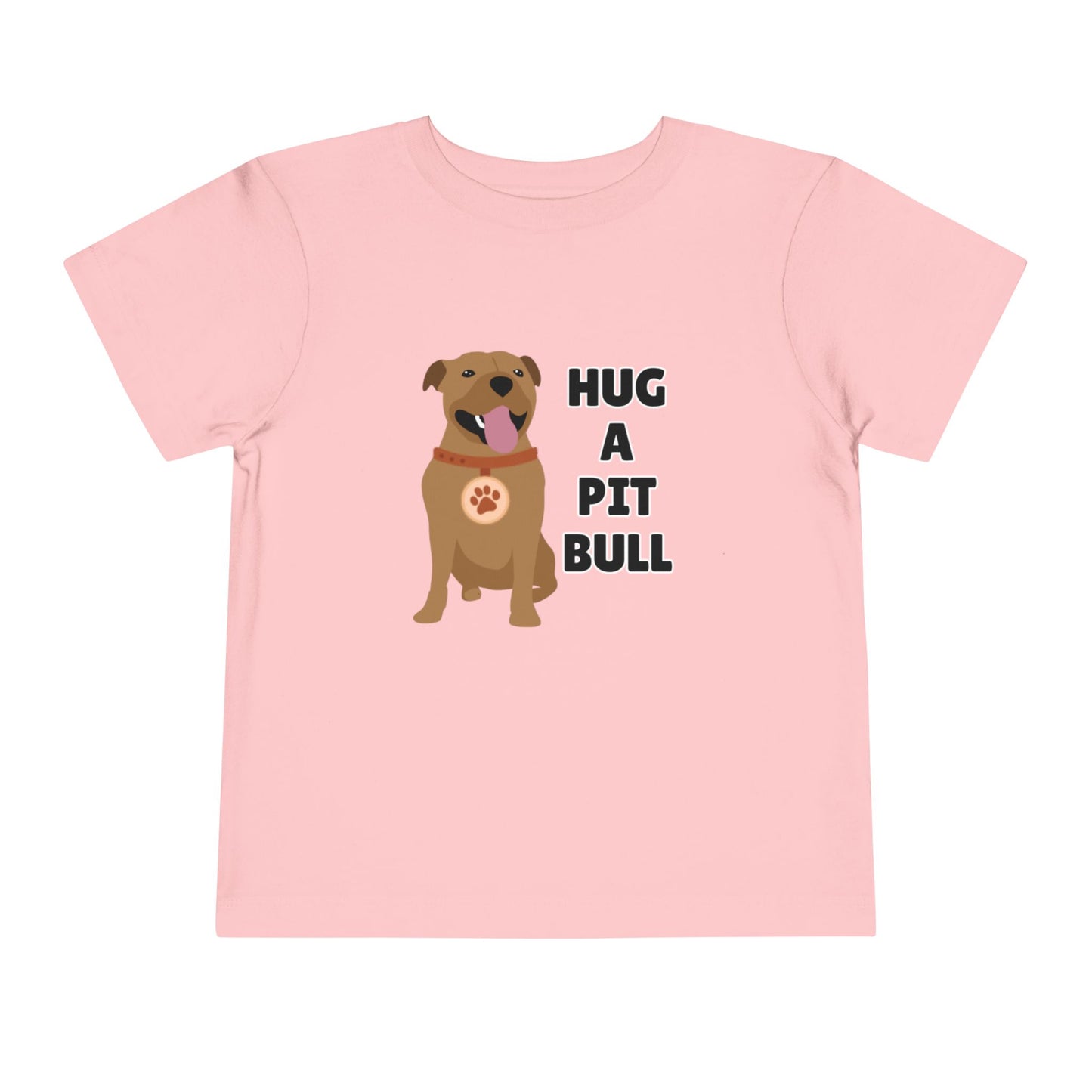 Toddler Sizes: Hug a Pitbull, Animal Rescue, Animal Adoption, Pit Bull Love Tee - Cute Short Sleeve Shirt for Kids, Animal Lovers Gift, Dog Lover Apparel, Playful Toddler Outfit, Funny Pet Tee