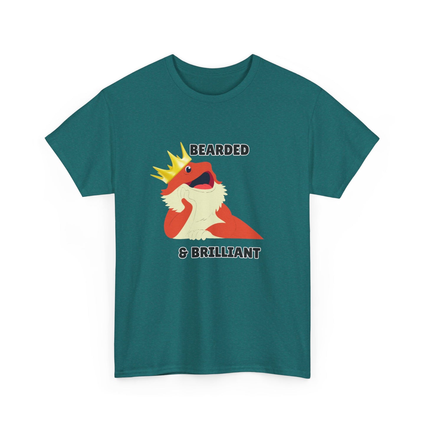 Adult Sizes: Bearded & Brilliant Bearded Dragon Crown Tee, Fun Graphic T-Shirt, Unique Gift for Geeks, Casual Wear, Birthday Present, Quirky Humor Shirt