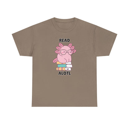 Adult Sizes: Read Alotl Cute Axolotl Reading Tee, Perfect for Book Lovers, Gifts for Readers, Fun Graphic Shirt, Animal Lover Apparel, Axolotl Merchandise