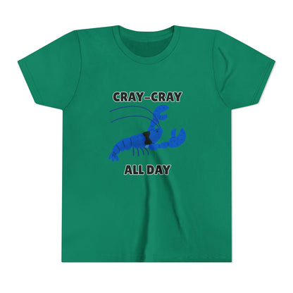 Crayfish Cray-Cray All Day Electric Mini Lobster Youth Tee, Fun Kids Shirt, Summer Outfit