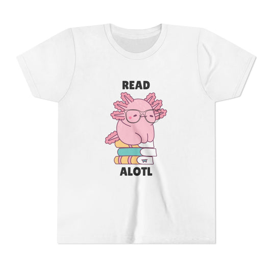 Youth Short Sleeve Tee Read Alotls Design - Fun Kids' Tee, Perfect for Book Lovers, Reading Theme, School Wear