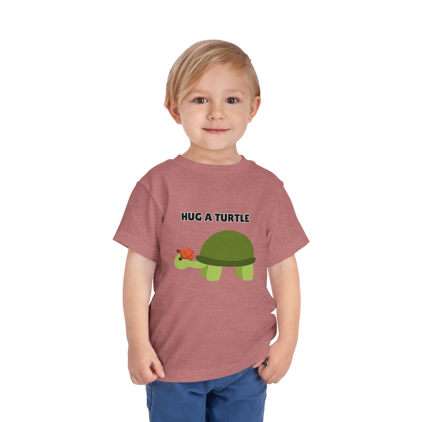 Toddler Sizes: Hug a Turtle Short Sleeve Tee - Hug a Turtle, Cute Kids Shirt, Funny Animal Tee, Eco-Friendly Gift, Summer Outfit
