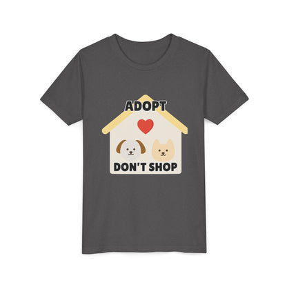 Adopt Don't Shop Youth Tee, Kid's Animal Love Shirt, Animal Rescue T-Shirt, Pet Adoption Awareness Tee, Gift for Dog and Cat Lovers