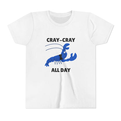 Crayfish Cray-Cray All Day Electric Mini Lobster Youth Tee, Fun Kids Shirt, Summer Outfit