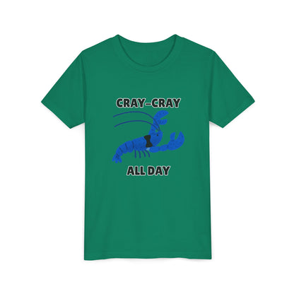 Crayfish Cray-Cray All Day Electric Mini Lobster Youth Tee, Fun Kids Shirt, Summer Outfit