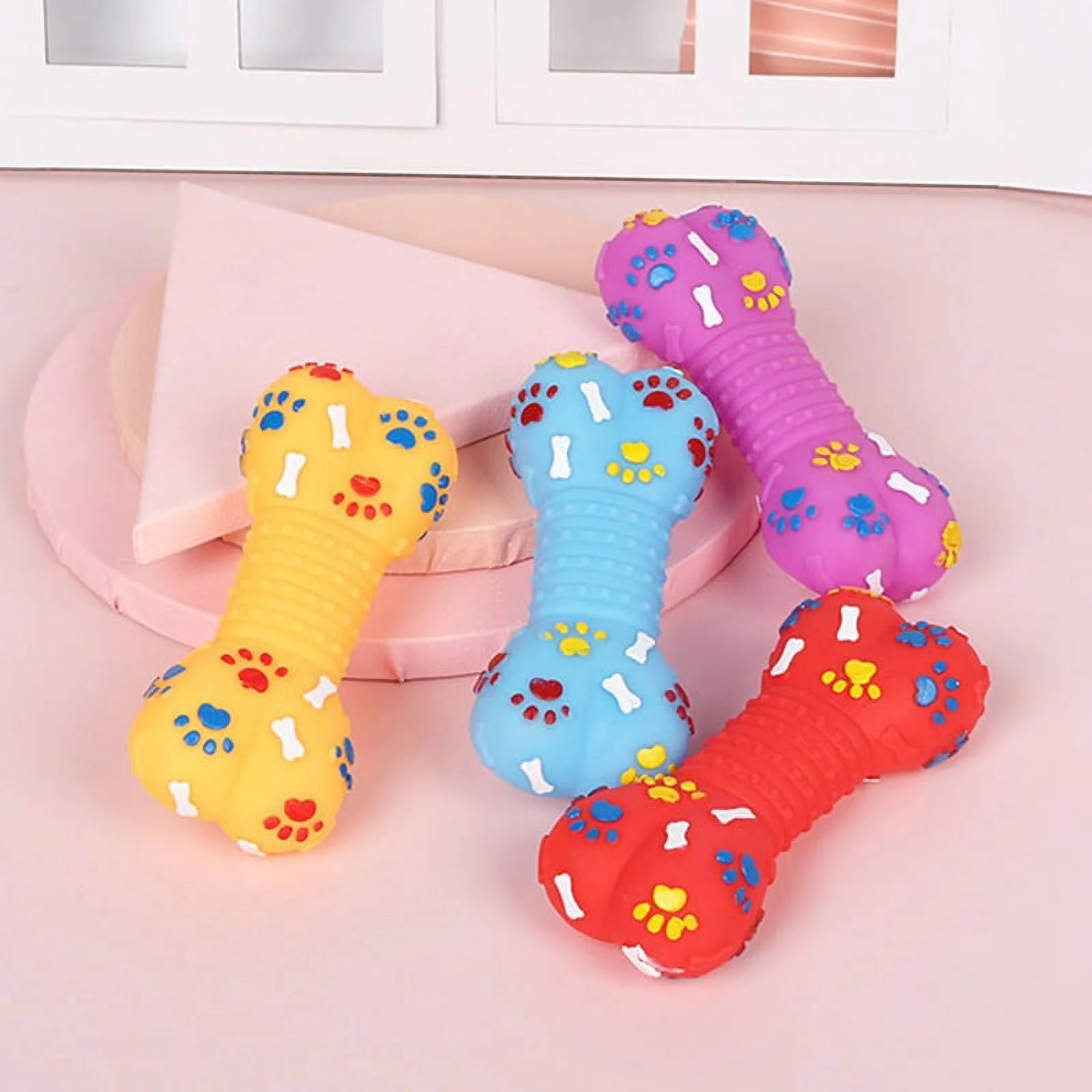 Dog Squeaky Toy Plastic Training Funny Bone Shape Dog Toy Dog Play Toy for Puppy, Random Color