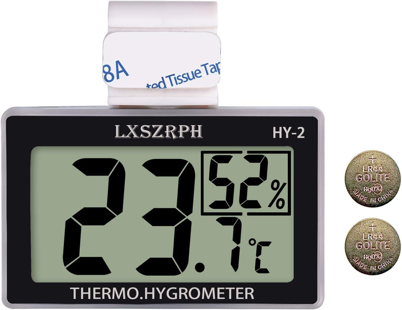 Reptile Thermometer Hygrometer HD LCD Reptile Tank Digital Thermometer with Hook Temperature Humidity Meter Gauge for Reptile Tanks, Terrariums, Vivarium (1Pack)