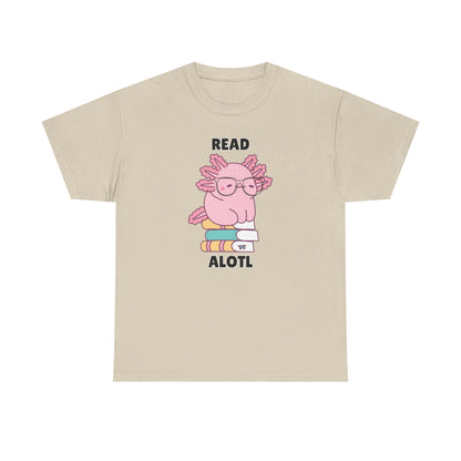 Adult Sizes: Read Alotl Cute Axolotl Reading Tee, Perfect for Book Lovers, Gifts for Readers, Fun Graphic Shirt, Animal Lover Apparel, Axolotl Merchandise