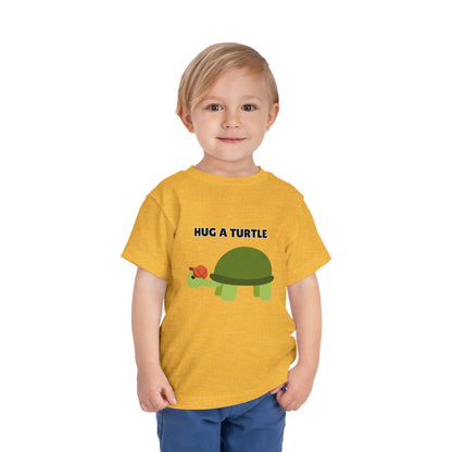 Toddler Sizes: Hug a Turtle Short Sleeve Tee - Hug a Turtle, Cute Kids Shirt, Funny Animal Tee, Eco-Friendly Gift, Summer Outfit