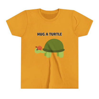 Hug a Turtle Youth Tee - Fun Nature Shirt, Children's Gift, Green Turtle Art, Ocean Conservation, Cute Animal Shirt