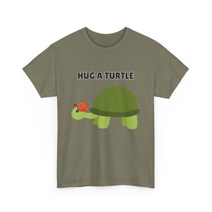 Adult Sizes: Hug a Turtle Unisex Tee | Cute Animal Shirt, Eco-Friendly Fashion, Turtle Lover Gift, Sustainable Apparel, Fun Graphic Tee