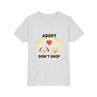 Adopt Don't Shop Youth Tee, Kid's Animal Love Shirt, Animal Rescue T-Shirt, Pet Adoption Awareness Tee, Gift for Dog and Cat Lovers