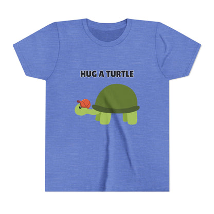 Hug a Turtle Youth Tee - Fun Nature Shirt, Children's Gift, Green Turtle Art, Ocean Conservation, Cute Animal Shirt