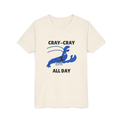 Crayfish Cray-Cray All Day Electric Mini Lobster Youth Tee, Fun Kids Shirt, Summer Outfit