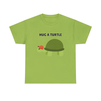 Adult Sizes: Hug a Turtle Unisex Tee | Cute Animal Shirt, Eco-Friendly Fashion, Turtle Lover Gift, Sustainable Apparel, Fun Graphic Tee