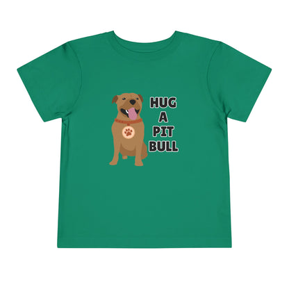 Toddler Sizes: Hug a Pitbull, Animal Rescue, Animal Adoption, Pit Bull Love Tee - Cute Short Sleeve Shirt for Kids, Animal Lovers Gift, Dog Lover Apparel, Playful Toddler Outfit, Funny Pet Tee