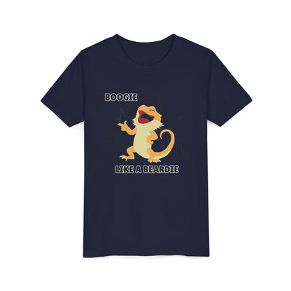 Boogie like a Beardie Bearded Dragon Youth Short Sleeve Tee with Fun Music Design, Kids Music Shirt, Casual Summer Top
